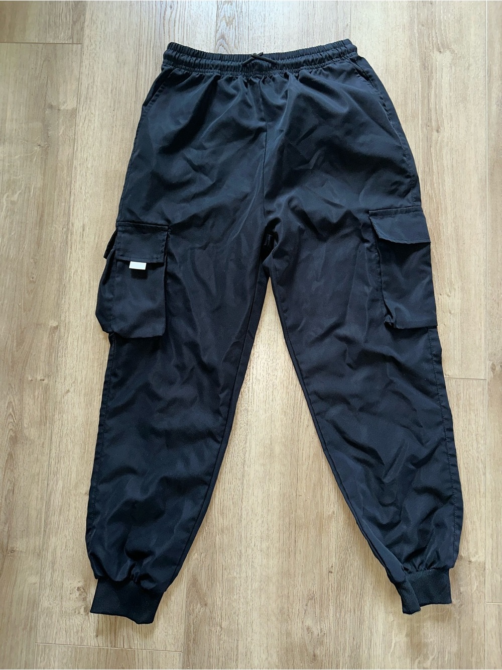 Kids Black Cargo Jogger Sweatpants